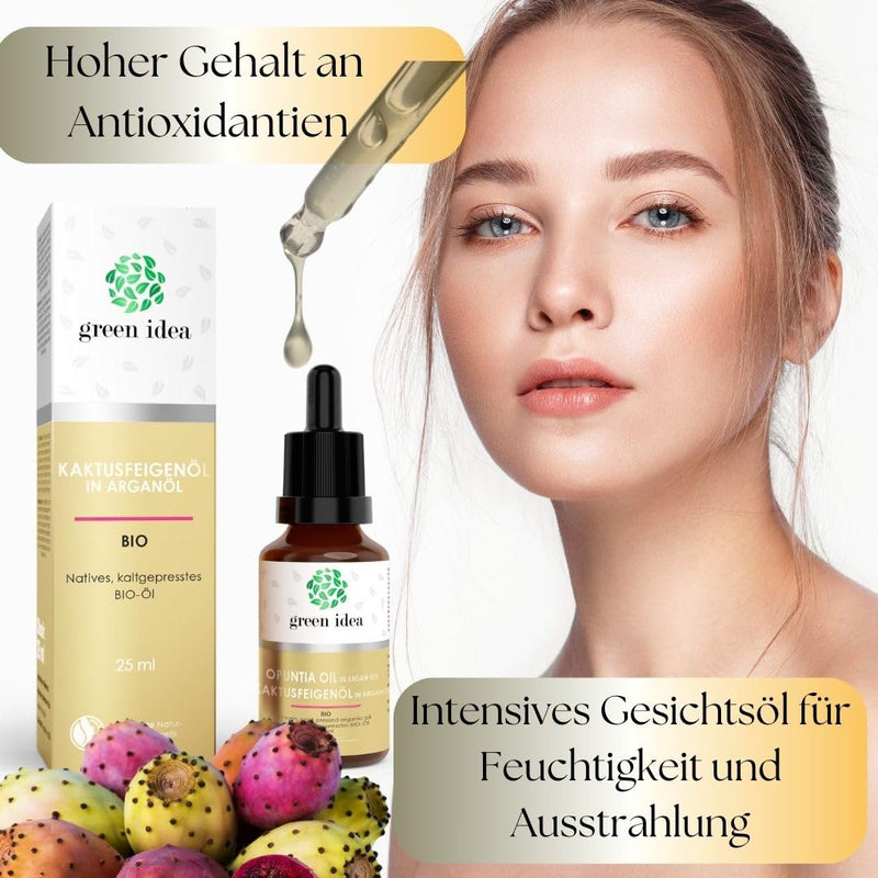 [Australia] - Green idea - Prickly Pear Seed Oil Organic Cold Pressed Facial Oil with Argan Oil Hair Oil - Natural Anti-Aging Facial Oil - Moisture for Face - Antioxidant Protection - Against Dark Circles NaTrue 25 ml 