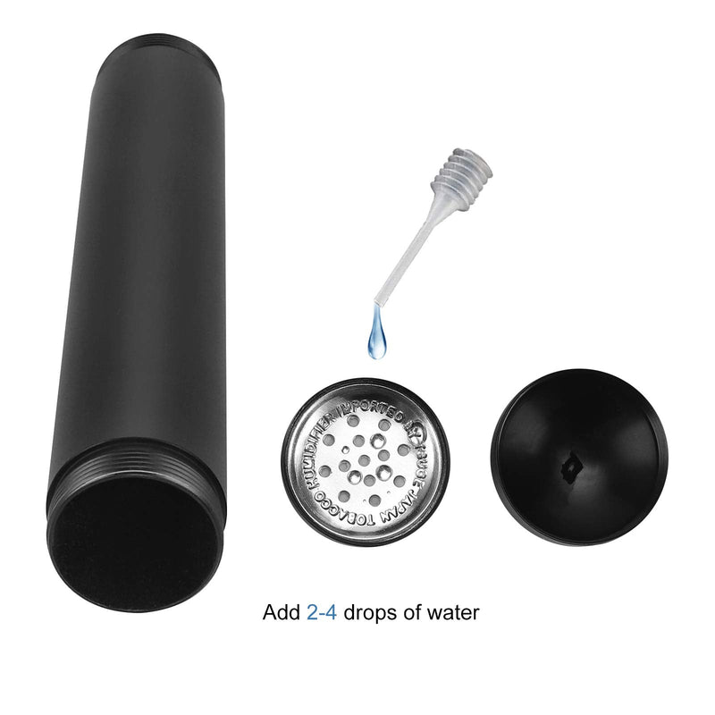 [Australia] - Air Tight Smell Proof Metal Cigar Case Tube with Built in Humidifier (Black) Black 