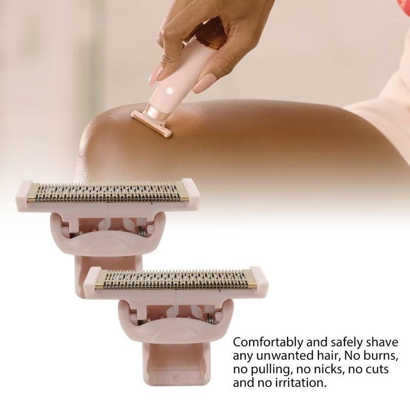 Razor Replacement Heads Replacement for Flawless Nu Razor, Rose Gold Plated Body Replacement Head with Covers (2 Count)