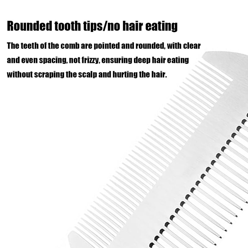 [Australia] - Metal Comb and Beard Comb EDC Comb in Credit Card Size Perfect for Wallet and Bag - Anti-Static Beard Comb with Double Sided Comb (Stainless Steel Comb, Silvery) 