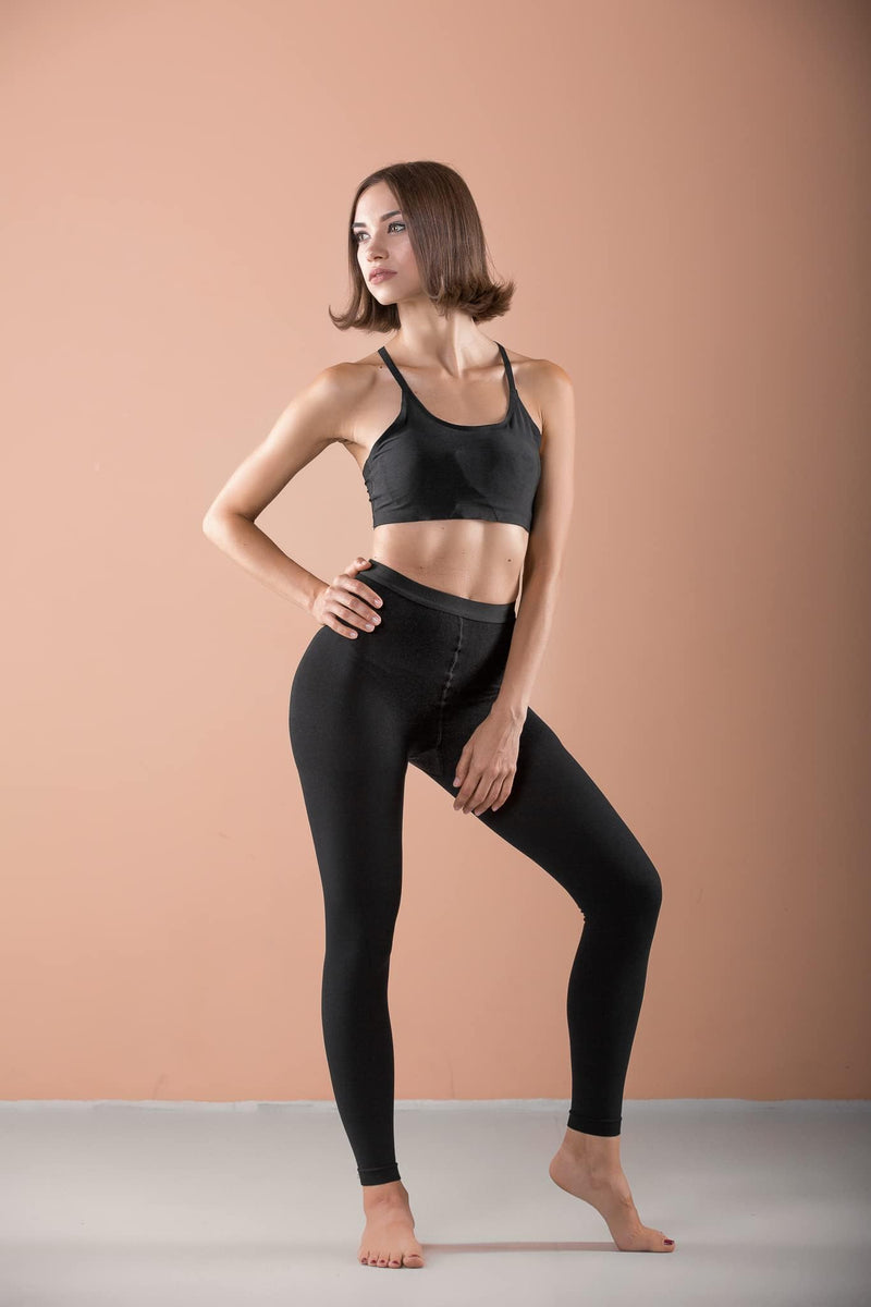 [Australia] - Terramed Advanced Graduated Compression Leggings Women | 20-30 mmHg Footless Microfiber Leggings Tights Black XX-Large 