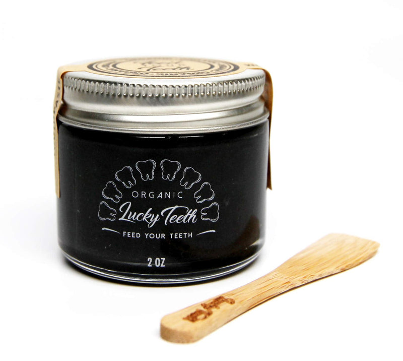 Zero Waste Glass jar Charcoal Toothpaste Xtra Whitening Toothpaste - by Lucky Teeth - All Natural, Organic, Remineralizing and Fortifying (2 oz Glass) 1 Count (Pack of 1)