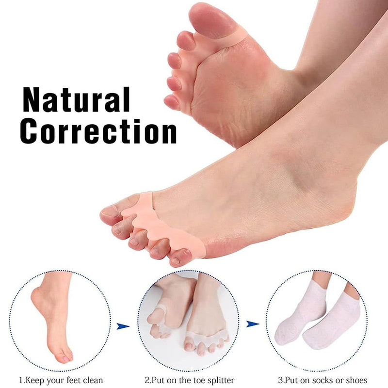 [Australia] - Toe Separator Hallux Valgus Silicone, Pack of 4 Toe Separators, 1 Piece Correction Bandage, Toe Separator, to Relieve Hallux Valgus Pain, Suitable for Men and Women 