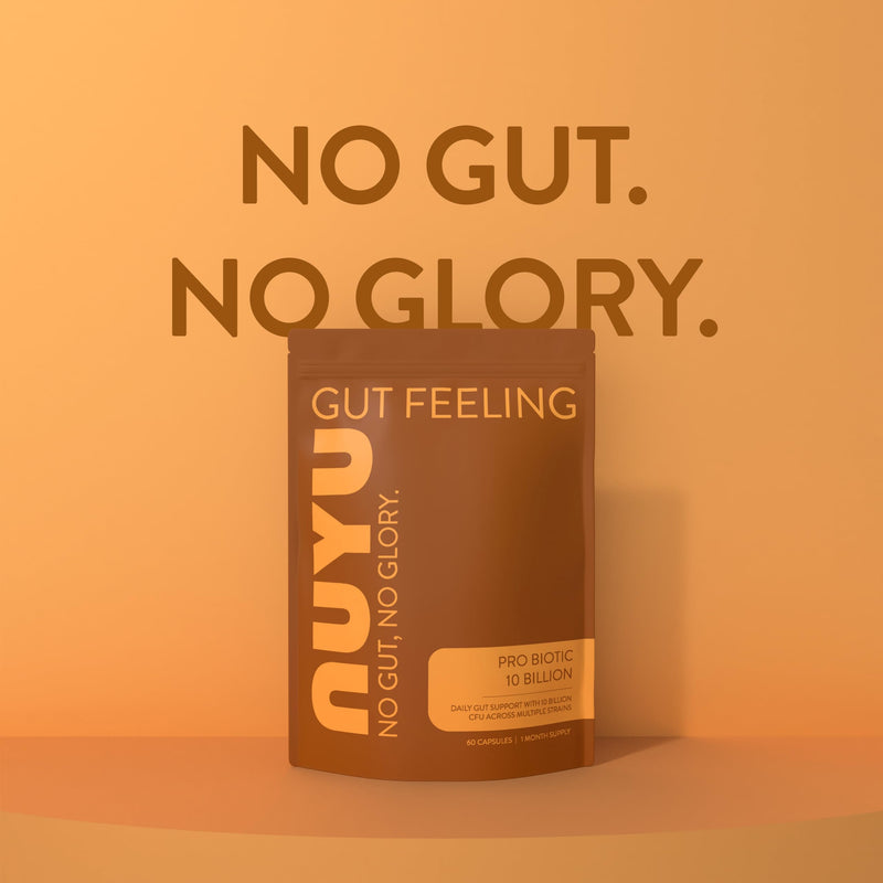 NUYU Pro Biotic 10 Billion Capsules. 7 Probiotic Strains with Prebiotic Inulin. Gut Health & Microbiome Support. One-a-Day, 2 Month Supply. 100% Vegan, Made in The UK.
