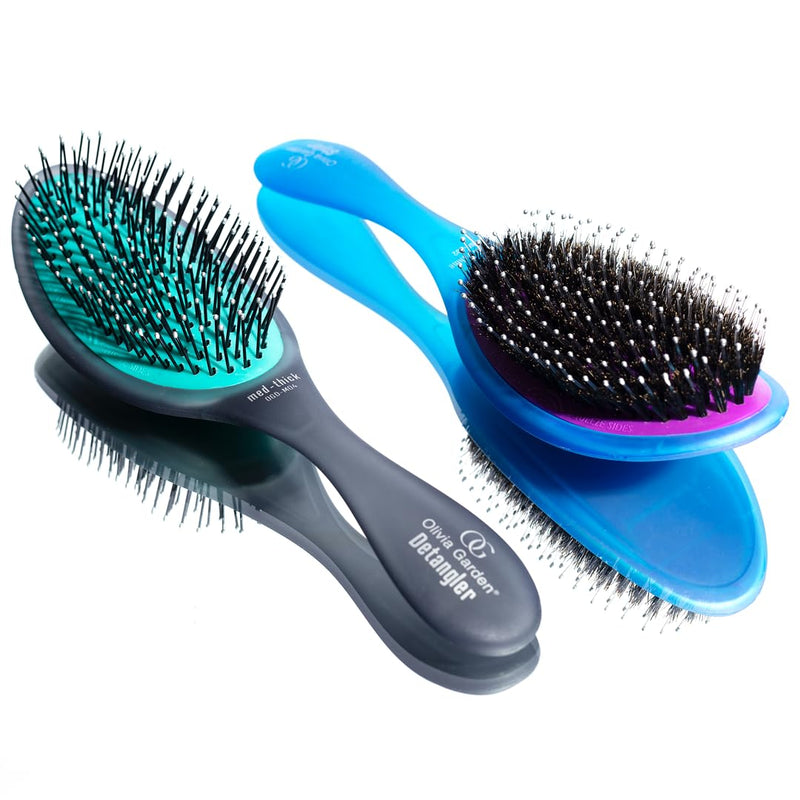 [Australia] - Olivia Garden OG Brush Detangler, removable cushion, scalp hugging massages the scalp, for wet or dry hair, for women, men and children, Medium to thick hair Black Detangler Medium-Thick 