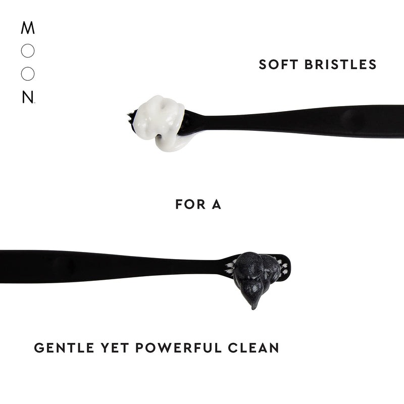 [Australia] - MOON Soft Bristle Toothbrushes, White and Black Sleek Design, Gentle Cleaning, Ideal for Daily Oral Care, Soft Bristles for Comfortable Use, (2 Pack) 1 Count (Pack of 2) 