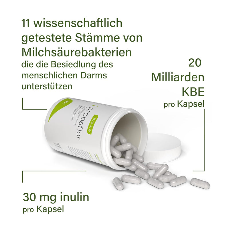 [Australia] - Nupure® Probaflor 110 capsules, with 20 billion CFU, 11 special bacterial strains, with inulin and Lactobacillus salivarius SP2, better protected thanks to special container, vegan 1 piece (pack of 110) 