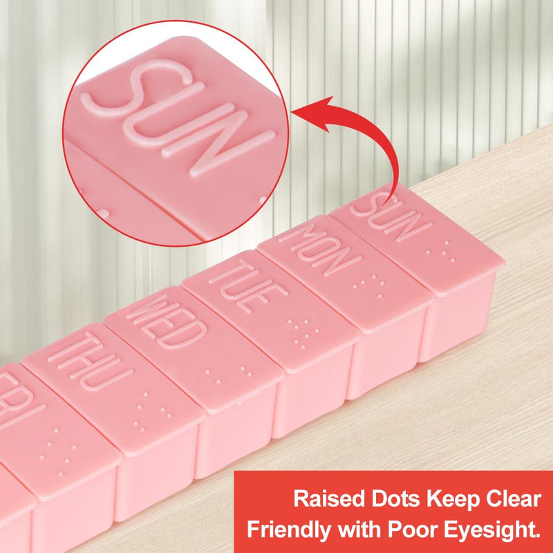 3Pack Weekly Pill Organizer,Extra Large 7 Days Cute Pill Cases Travel Daily Pill Box for Vitamin Medicine Fish Oil, Calcium Tablets Supplements Pink + Grey + White
