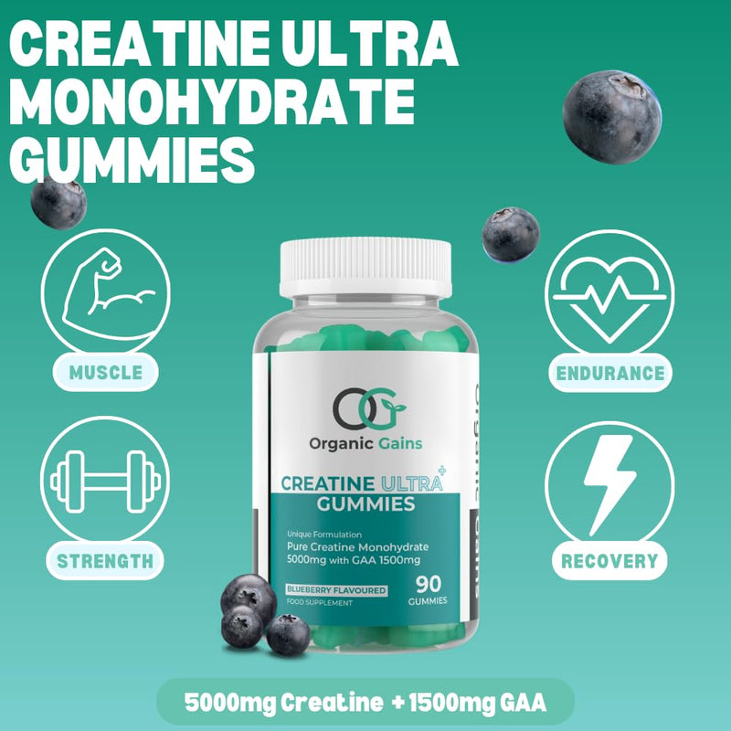 OG Creatine Ultra – 90 Gummies | 5000mg MAX Creatine Monohydrate & 1500mg GAA | Up to 8.5X More Uptake, Fast-Absorbing Formula for Enhanced Muscle & Brain Power, No Water Retention