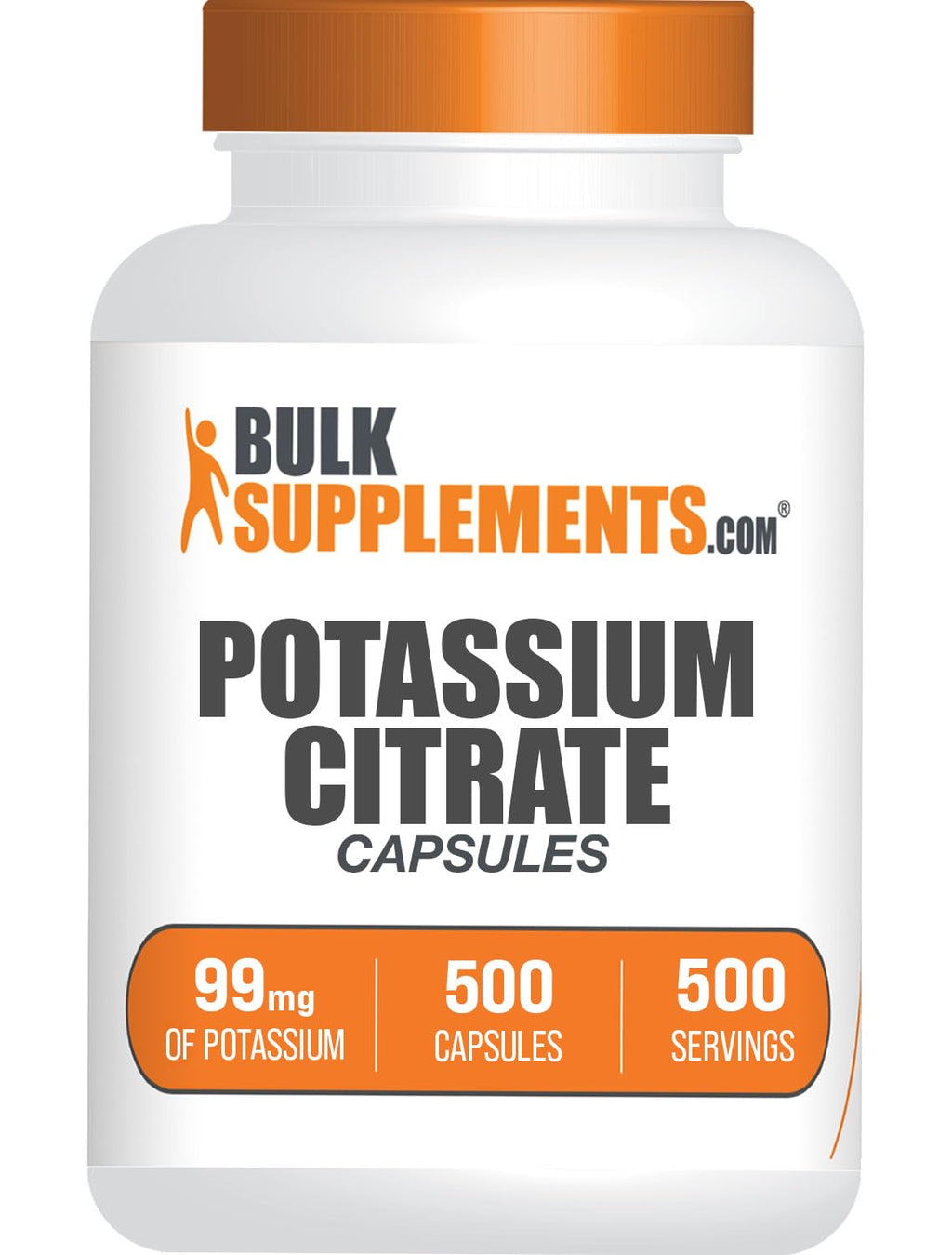 BulkSupplements.com Potassium Citrate Capsules - Potassium Supplement, Potassium Citrate 99mg - Potassium Citrate Supplement, Potassium Pills - 1 Capsule per Serving, 500 Capsules (Pack of 1) Unflavored 500 Count (Pack of 1)