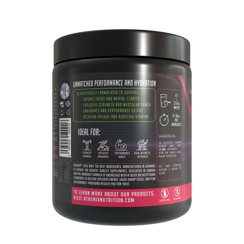 ATHENIX® Ultra Nitro-X Pre-Workout | Berry Punch | 5000 mg L-Citrulline + 2500 mg Beta-Alanine + Creatine, Caffeine, AstraGin® | Explosive Energy, Focus & Pumps | 28 Servings | Made in Germany