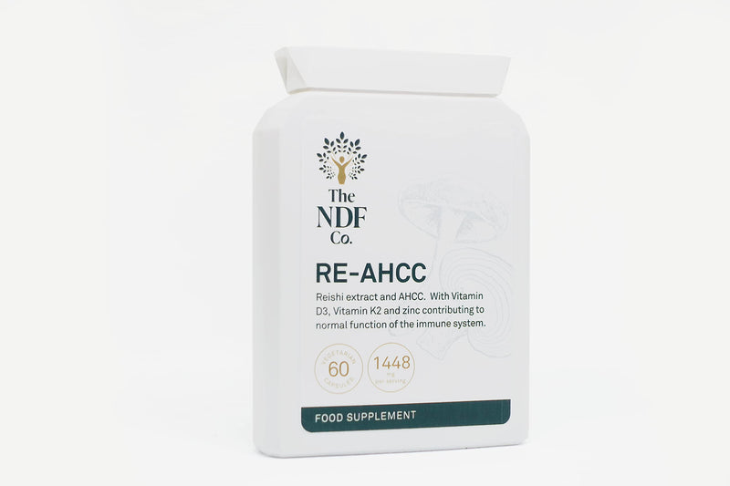 RE-AHCC - 5 in 1 Supplement with Reishi Extract, AHCC, Zinc, Vitamin D and K, 60 Count (Pack of 1)