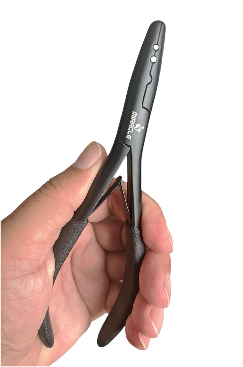[Australia] - Professional Hair Extension Pliers 7" – Microlink Beads Remover & Weft Extension Tool | Stainless Steel Hair Styling Accessory for Salon & DIY Extensions – 2 Hole, Black By MIRACLE Large Black 