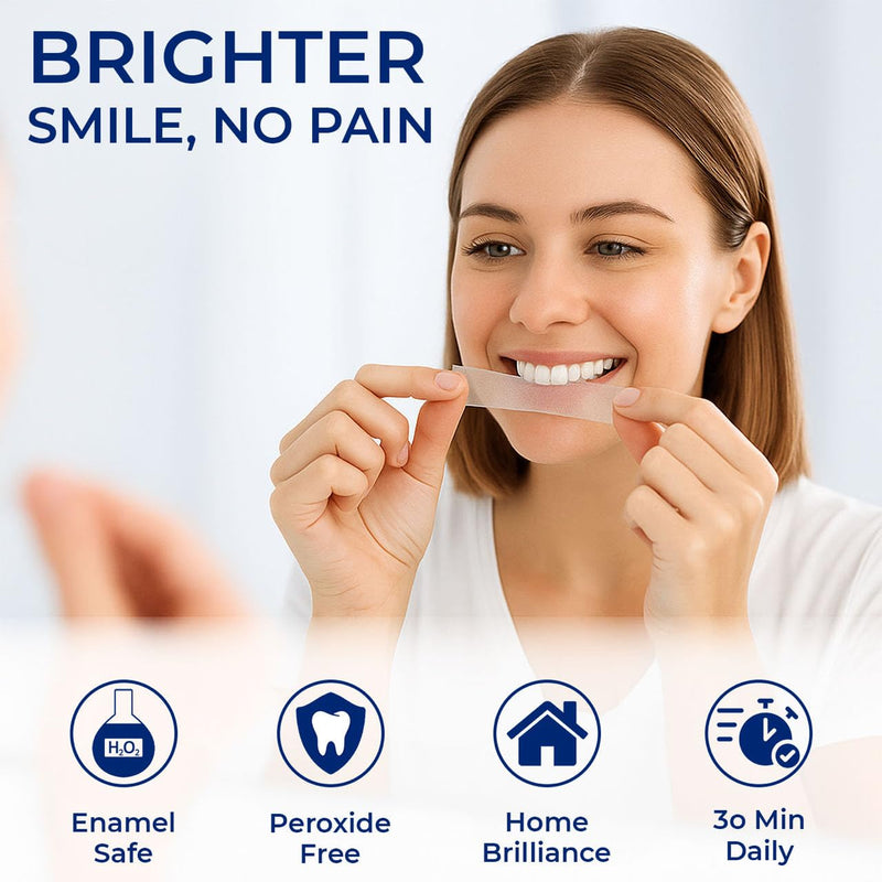 [Australia] - Teeth Whitening Strips, Mint Flavour Whitening Strips with Peroxide Free Formula -Gentle Dental Care & Fresh Breath - Pack of 42(21days Treatments) 