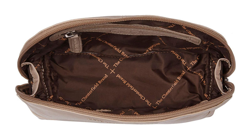 Chesterfield Brand Toiletry Bag TORINO | Made Of Leather | Large Cosmetics Case For Men And Women For Travel (Off White)