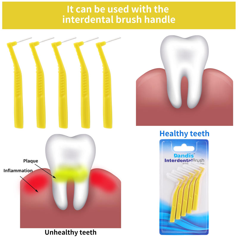 [Australia] - Prasacco Pack of 25 Interdental Brushes, 0.6mm L-Shaped Interdental Brushes Plastic Portable Interdental Brushes with Non-Slip Handle for Teeth Cleaning and Oral Care (Yellow) Yellow 