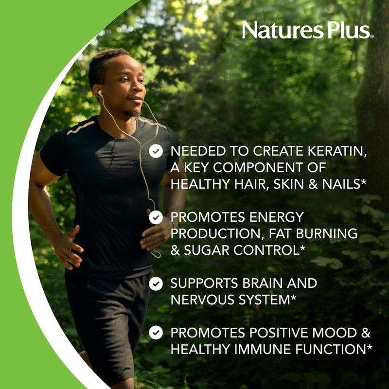 NaturesPlus Biotin 10,000 mcg - Sustained Release, High Strength Biotin Tablets - Hair, Skin, Metabolism Support - Gluten Free, Vegetarian - 90 Servings