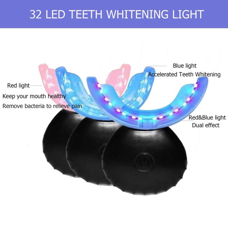 [Australia] - Teeth Whitening Light, 32 LED Red & Blue Light Intelligent Teeth Whitening System, LED Blue Lights Accelerator with USB for Stain Removal at Home (Black)…… Black 
