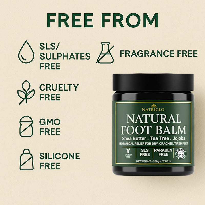 Organic Tea Tree Foot Balm for Dry Cracked Feet & Heels - Intensive Callus Remover & Foot Repair Cream with Shea Butter - Moisturizer for Rough Hard Skin & Cracked Heel Treatment for Men & Women 7.05 Ounce (Pack of 1)