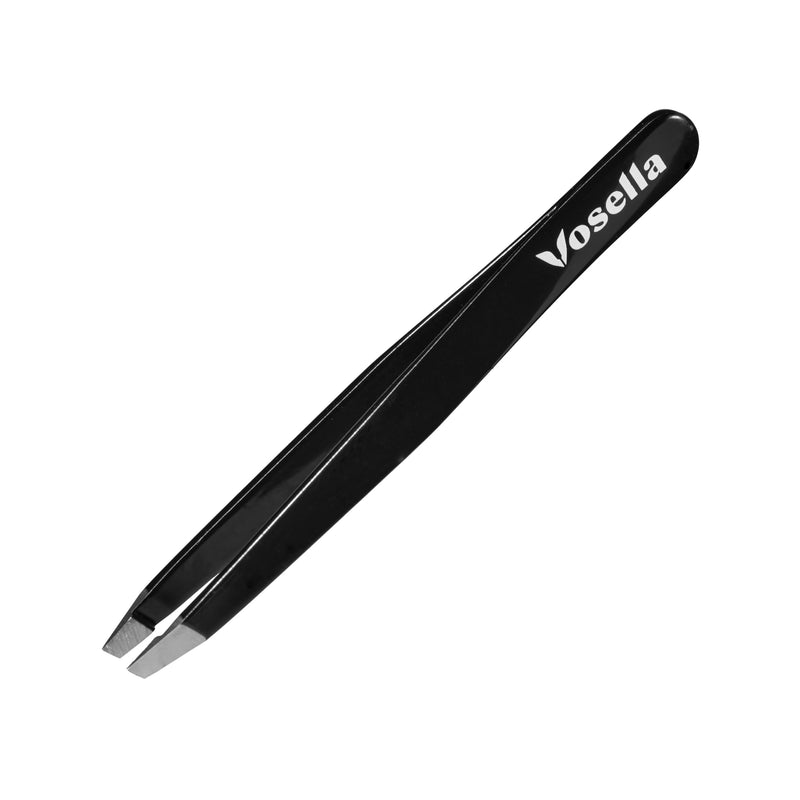 [Australia] - Vosella - Slanted tweezers for precise hair removal, stainless steel, made in Solingen - Black Onyx 