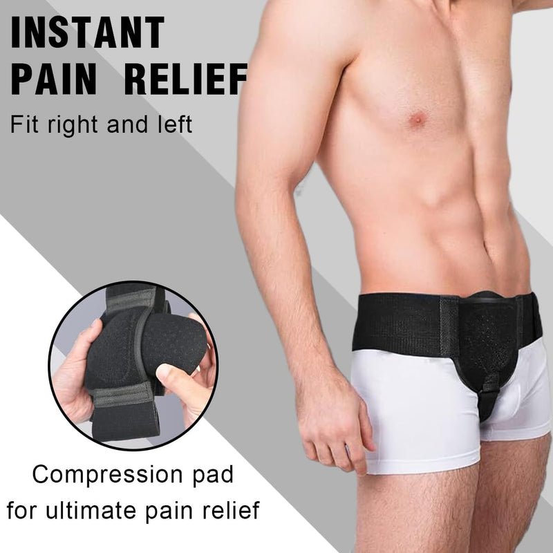 [Australia] - VURYAPI Inguinal Hernia Belt for Men and Women, Hernia Belt, Single-Sided Professional Inguinal Hernia Belt, Left or Right Side, Adjustable Hip Belt, Inguinal Hernia Support Band (Black 