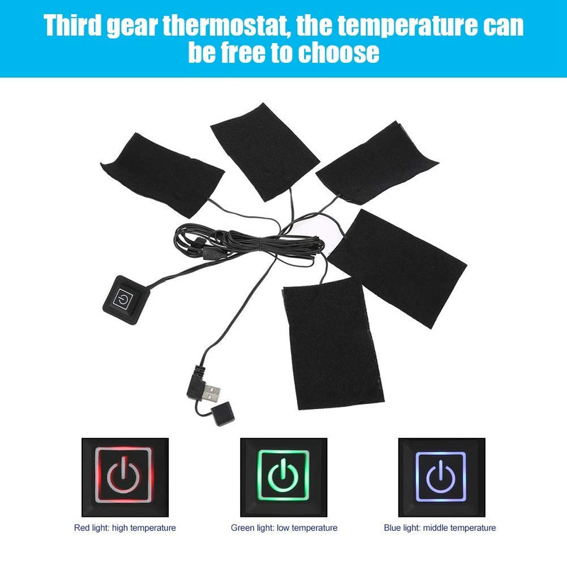 [Australia] - USB Electric Cloth Heater, Five Portable Waterproof Foldable Heating Pads Adjustable Temperature Heating Element Warmer Tool 