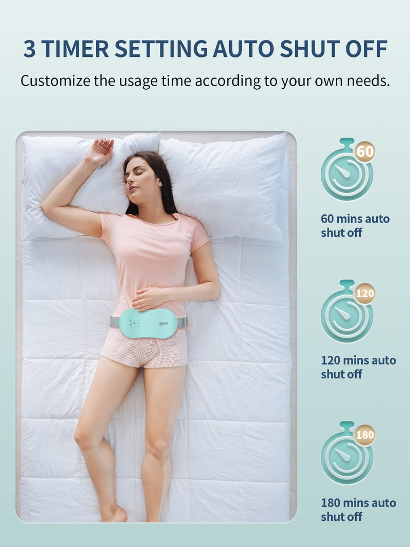 [Australia] - Slimpal Period Heating Pad for Cramps, FSA HSA Eligible Approved, Portable Heat Pad for Menstrual Cramp Relief, Electric Cordless Heating Belt, 3 Timer Auto Off Setting, Gifts for Women Girl, Aqua SPC023 