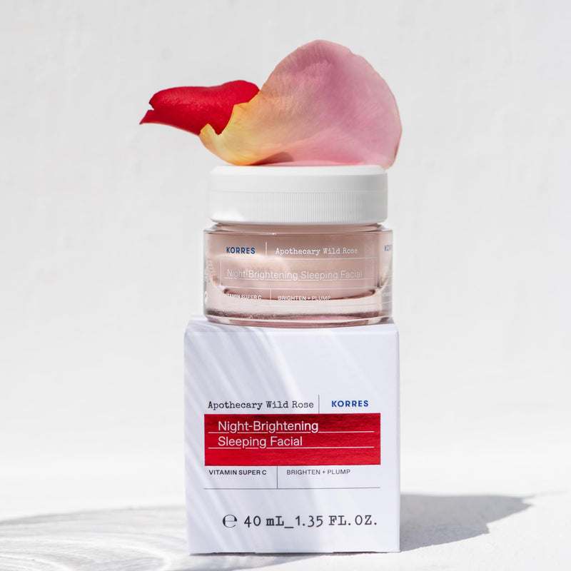 KORRES Wild Rose Skin Brightening Night Cream, 40 ml | Vitamin C, Hyaluronic Acid & Turmeric Extract, Overnight Facial Cream, For Tired, Depleted Skin