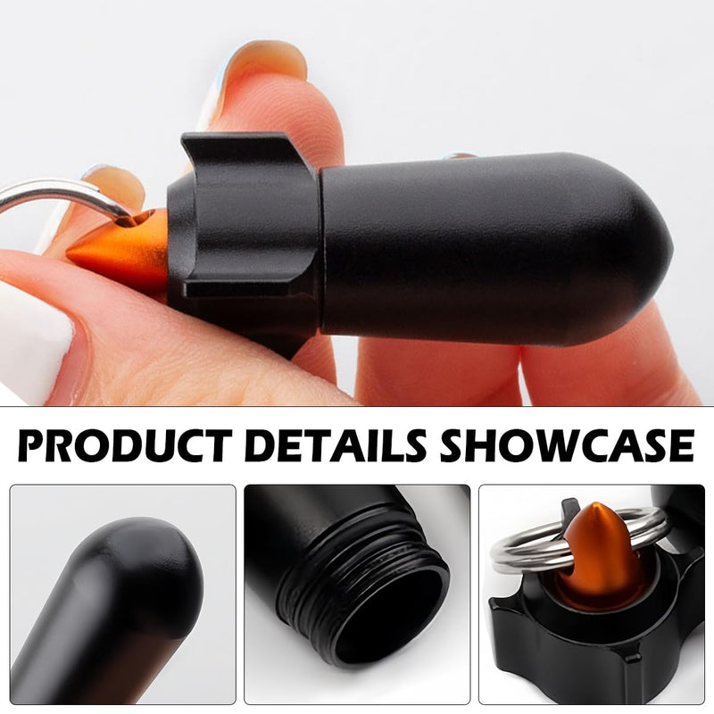Keychain Pill Case, Rockets Shape Aluminum Medicine Holder, Portable Waterproof Vitamin Aspirin Container for Traveling