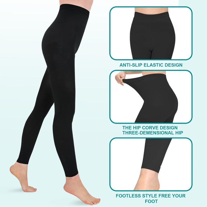 [Australia] - Evolyline Medical compression stockings for women and men, long 20-30 mmHg, class II graduated compression tights, support stockings, toe-free compression trousers for varicose veins, edema, black, XXL 