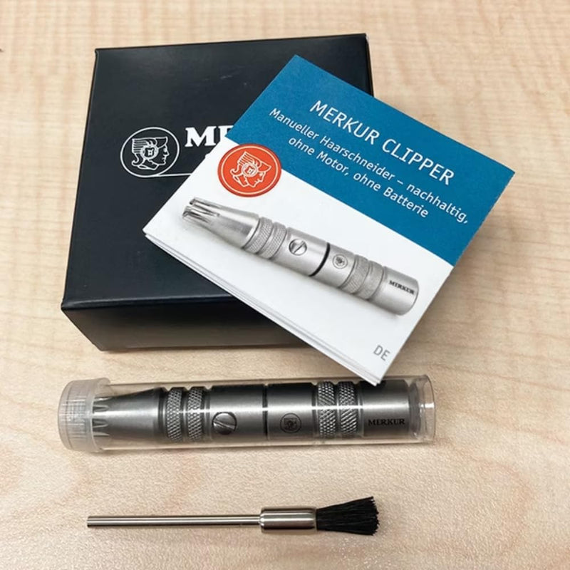 [Australia] - MERKUR Nose & Ears Hair Trimmer, Safe Hair Removal Tool for Men & Women, Twist and Cut Mechanism, Stainless Steel Clip, Easy to Clean, Battery-Free 