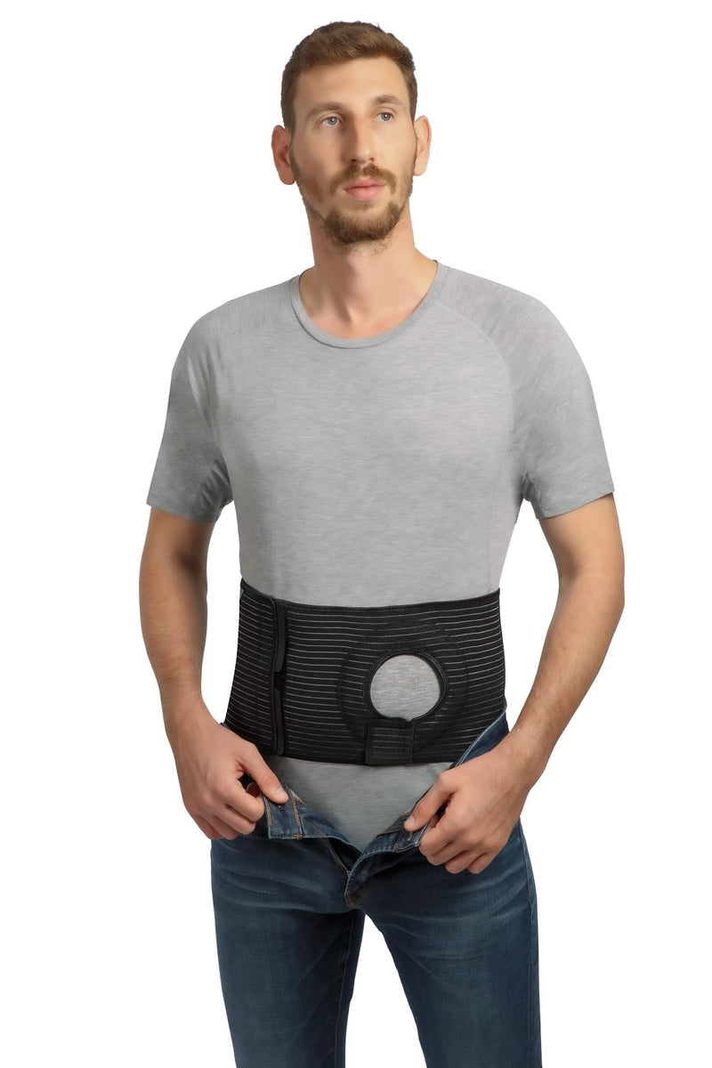 [Australia] - Abdominal Ostomy Belt for Post-Operative Care after Colostomy or Ileostomy Surgery Abdomen (Large), Black Large 