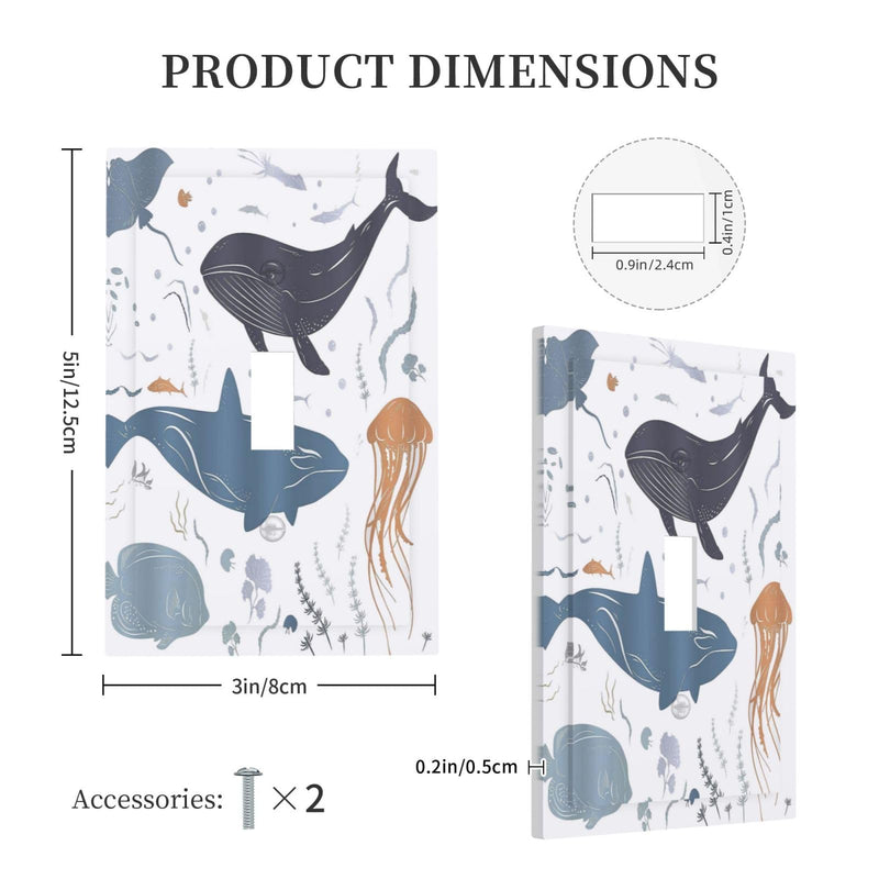 [Australia] - Kids Sea Animal Decorative 1 Gang Single Toggle Light Switch Covers Decorative Wall Plate Switchplate Electrical Faceplate for Nursery Kidsroom Bedroom Decor 1-Gang 1 Toggle Kids Sea Animal Decorative 