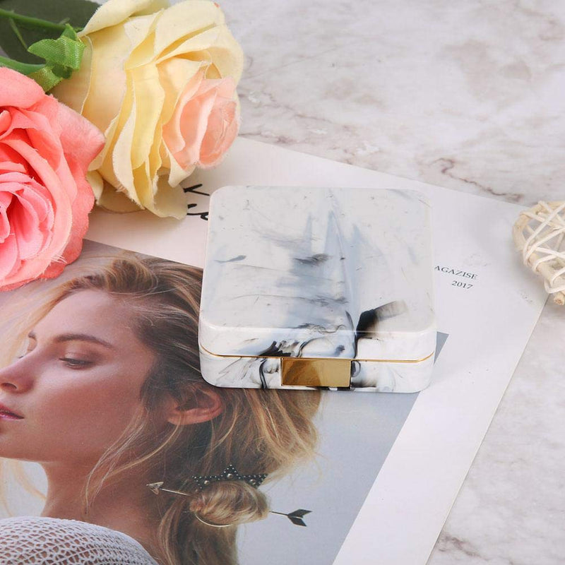 [Australia] - Wifehelper Contact Lens Case, Mini Stylish Simple Contact Lens Travel Case Movable Marble Surface Mirror Square Soaking Contact Lens Case (Golden) 