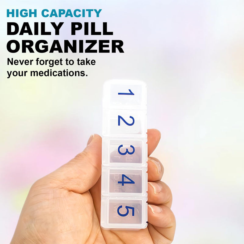 e-Pill Daily 5 Times A Day Pill Organizer, Vitamin and Medicine Pill Box - Clear