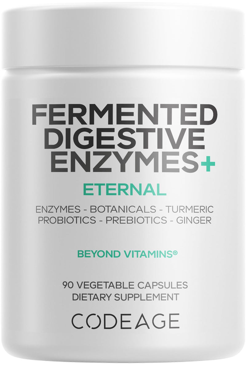 [Australia] - Codeage Fermented Digestive Enzymes Supplement 3-Month Supply - 14 Digestive Enzymes, Probiotics, Prebiotics, Fermented Botanicals, Plant-Based Multi Pancreatic Enzymes - 1 Capsule a Day - 90 Capsules 90 Count (Pack of 1) 