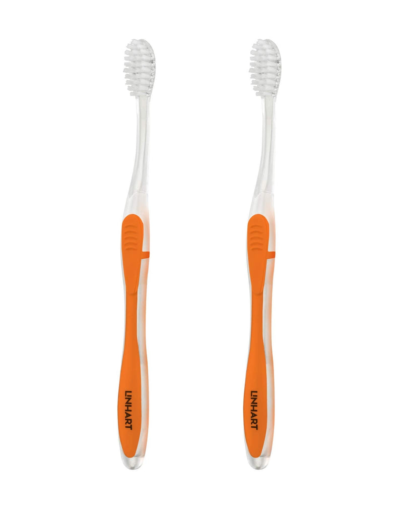 LINHART Extra Soft Toothbrush – Teeth Whitening Toothbrush (2 Pack, Orange and White) 3 Count (Pack of 2)