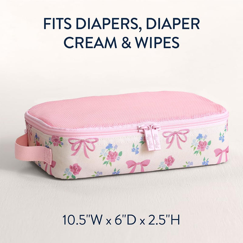 Itzy Ritzy Packing Cubes for Travel, Set of 3 Organizers (Ribbons & Roses) | Each Cube Features a Breathable Mesh Top, Smooth Double Zippers, and a Convenient Fabric Handle For Easy Packing and Carrying Ribbons & Roses