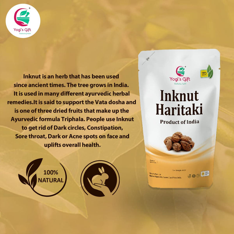 [Australia] - Haritaki/Inknut for Dark Circles | 8 Ounce (227 Grams) | 100% Naturally Dried Whole herb | Terminalia chebula | by Yogi's Gift® Haritaki 