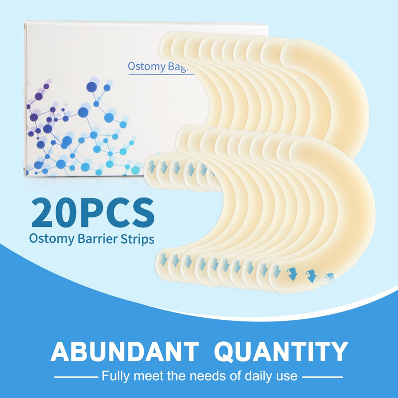 [Australia] - 20PCS Ostomy Supplies,Ostomy Barrier Strips,Elastic Barrier Adhesive Tape Strips for Colostomy Bags Curved Ileostomy Tape for Stoma Urostomy Bag 