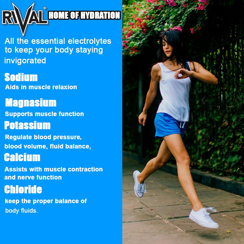 Rival Electrolyte Powder 250g Rapid Rehydration Naturally Flavoured, Sugar Free, Zero Carbs, Vegan, Keto Friendly - 62 Servings Made in The UK | Raspberry
