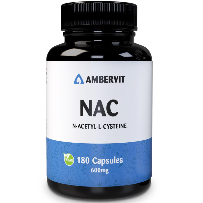 [Australia] - NAC 600 mg from fermentation - 180 capsules (N acetyl cysteine, acetylcysteine) Premium NAC capsules from plant-derived | High bioavailability and tolerability | Ambervit 