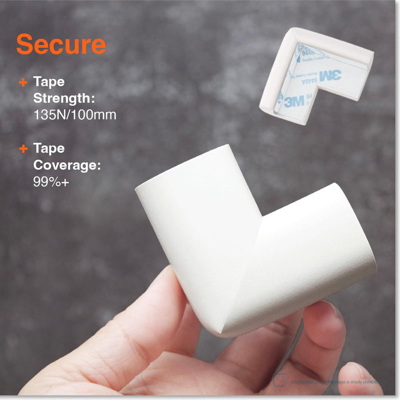 [Australia] - Roving Cove Corner Protector for Baby (4 Large Corners), Hefty-Fit Heavy-Duty Soft Rubber Foam Furniture Corner Bumper Guards, 3M Adhesive Pre-Taped, Oyster White (Off White) 