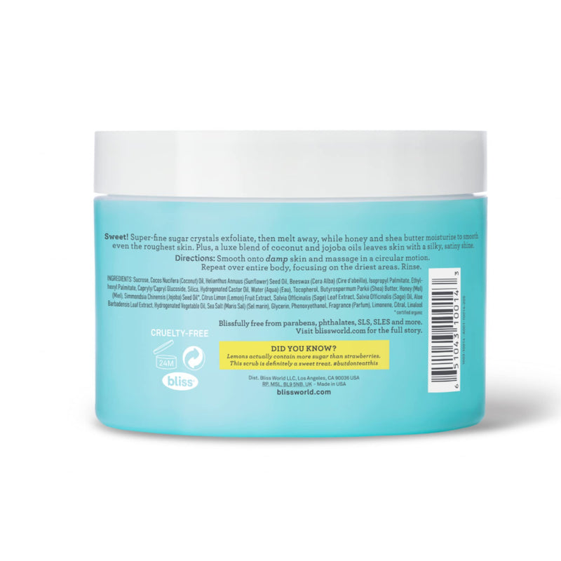 [Australia] - Bliss Satin-Skin Body Polish - Lemon and Sage - Body Scrub with Shea Butter and Coconut Oil - 8.5 Oz - Smoothing and Balancing Skincare - All Skin Types - Vegan & Cruelty-Free Lemon & Sage with Shea Butter 