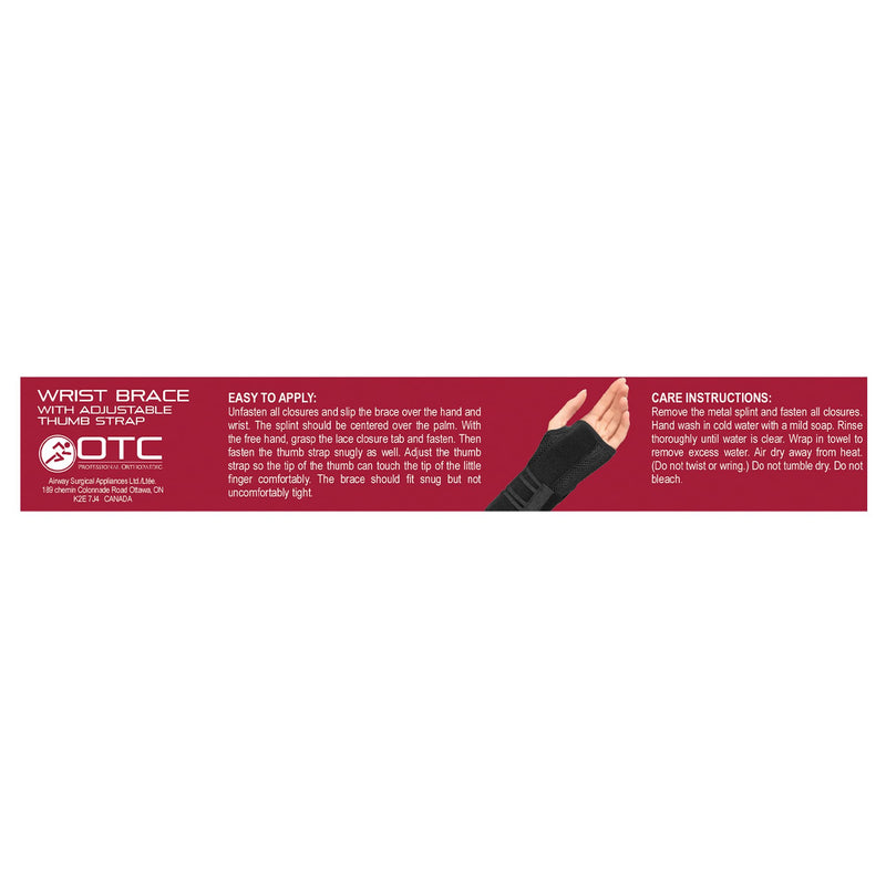 [Australia] - OTC Wrist Brace, Adjustable Thumb Strap Support for Hand Pain Relief, Black (Left Hand), Medium 