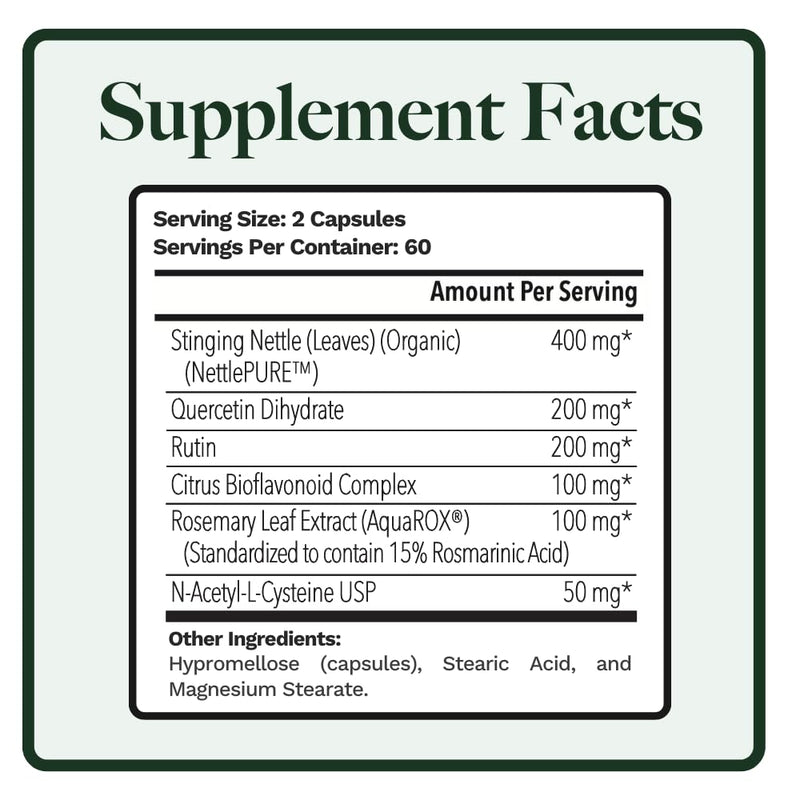 [Australia] - Allurtica | Herbal Supplement with Quercetin and Stinging Nettle | Seasonal Support for Adults & Kids | Non Drowsy | 120 Capsules 120 Count (Pack of 1) 