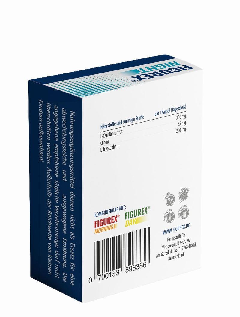 [Australia] - FIGUREX Night metabolism capsules with choline for the night, innovative formula with L-tryptophan, L-carnitine, 30 capsules 