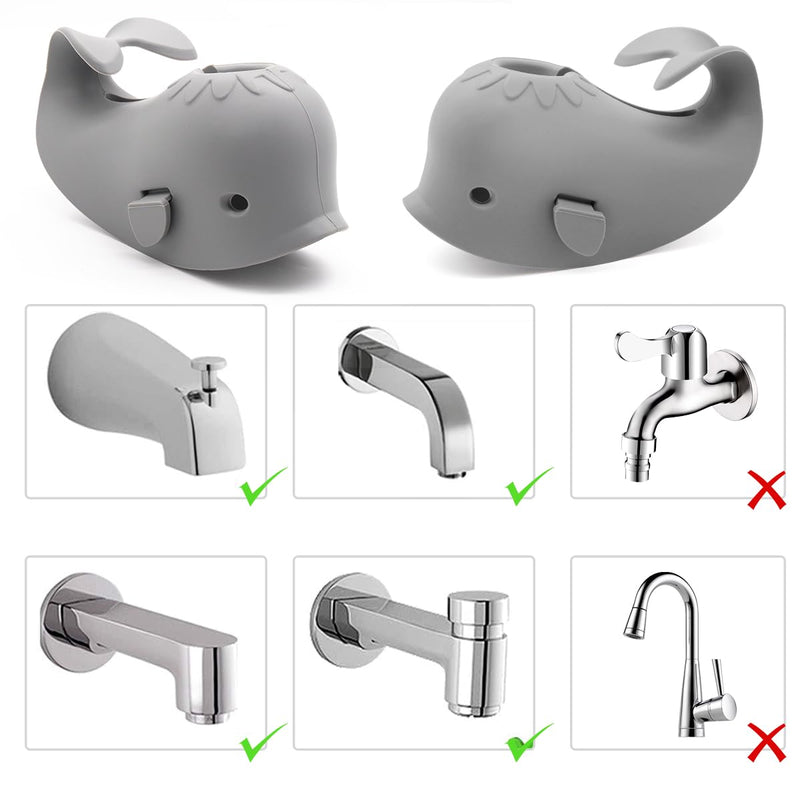 [Australia] - Baby Bathtub Faucet Cover, Baby Safety Protection Silicone Toys, Bath Spout Cover Baby Bathtub, Faucet Cover Baby Bathtub Silicone Whale for Kids, Toddler, Infant, Grey Whale 