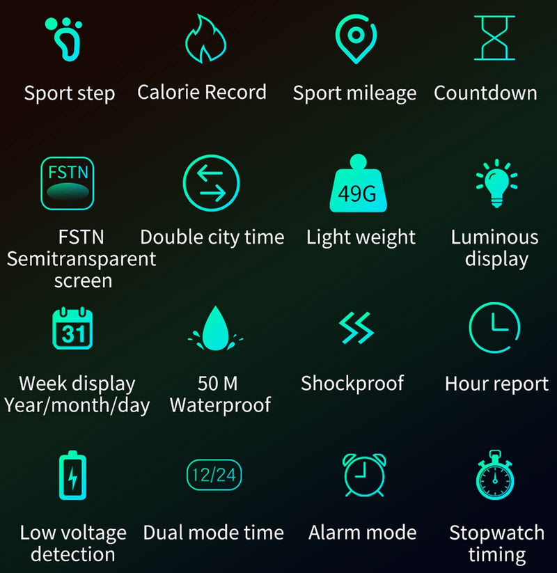 [Australia] - Men's Digital Watch Waterproof Pedometer Watches Sport Watch Step Counter Calorie Military Watch with Stopwatch Alarm LED Backlight Countdown blue 