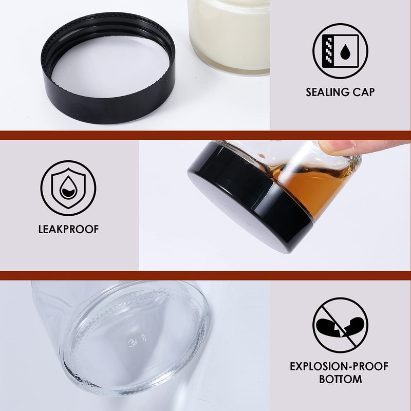 1oz 40Pack Clear Glass Jars with Lids Sets and 2oz 30Pack Empty Cosmetic Containers Round Airtight Glass Jars